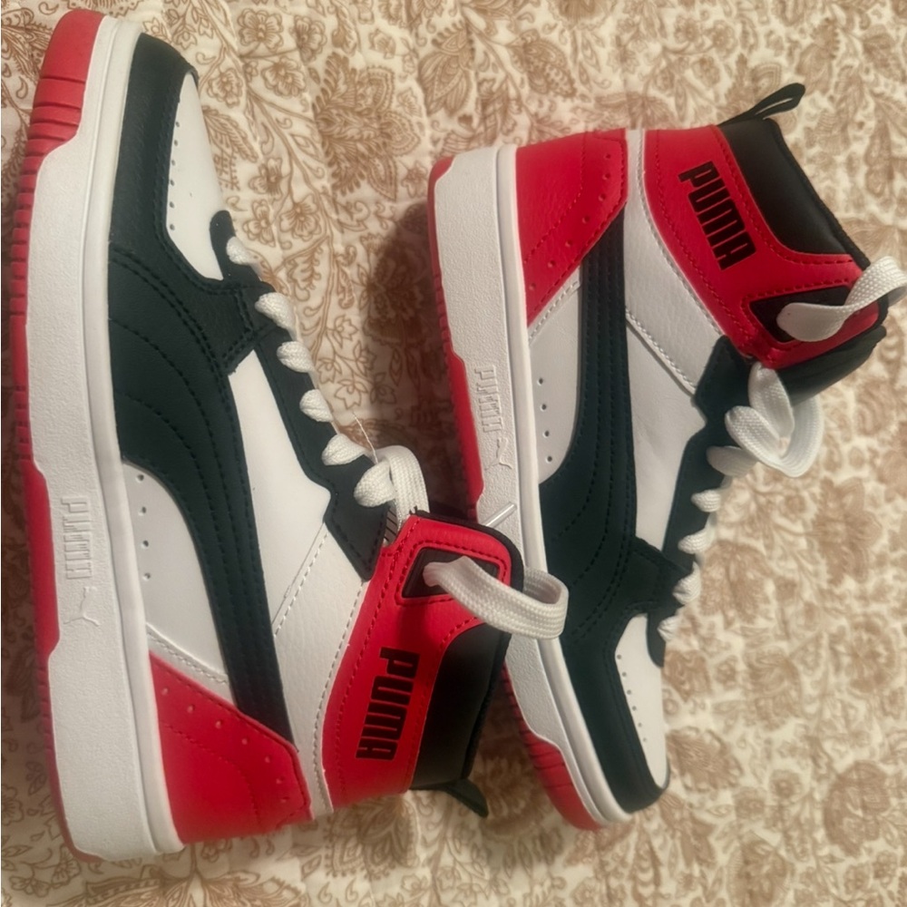 Puma Red and Black High-Top Sneakers Retro Style